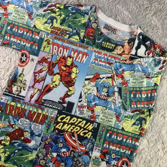 Marvel Comics Shirt Mens Medium All Over Print AOP Comic Book Covers Iron Man - Picture 1 of 6
